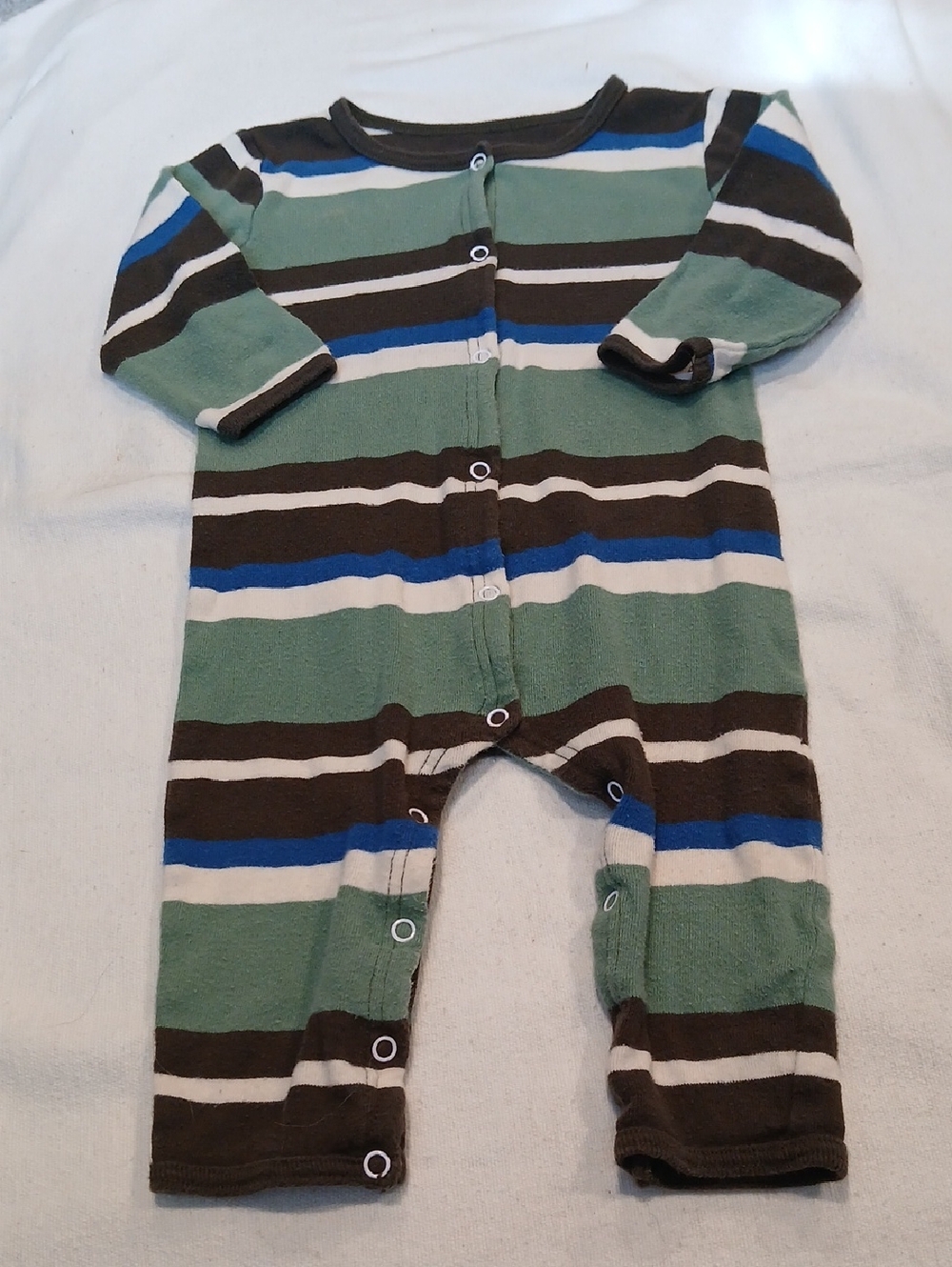 Skylar Luna Soft Striped Green & Blue Baby Snap One-Piece Bodysuit